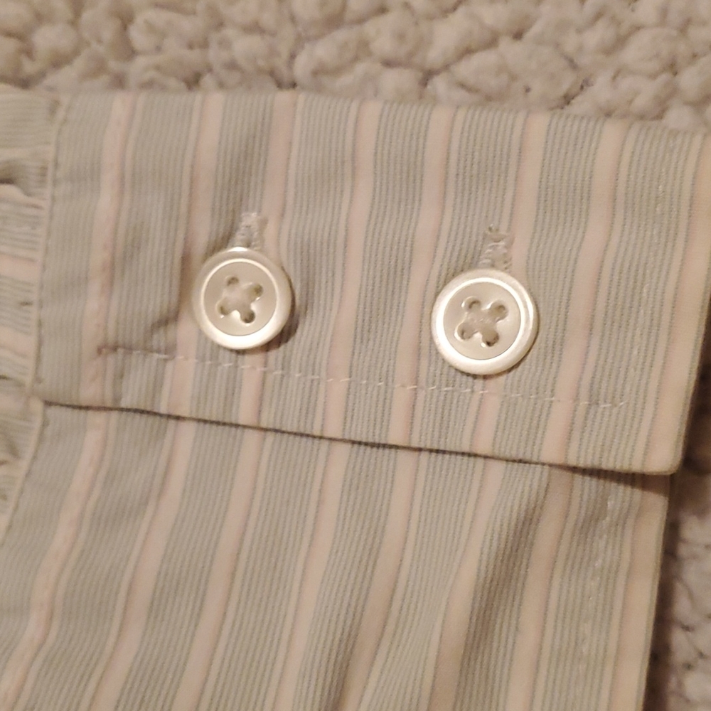 GAP stretch blue and white striped long sleeve button front shirt - Picture 3 of 6